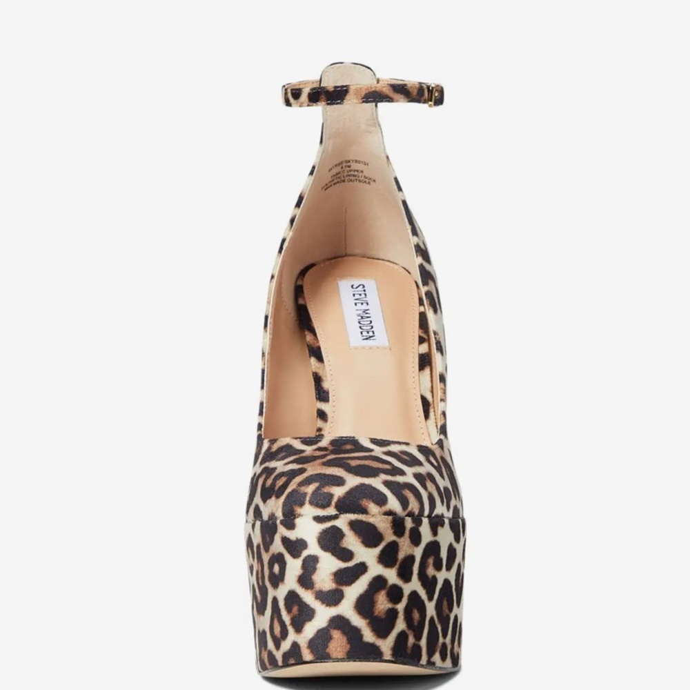 Steve Madden Skyrise Leopard Velvet Platform Pumps. - Picture 4 of 13